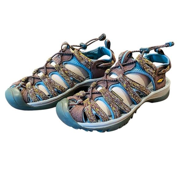 Keen Whisper EUC women’s waterproof outdoor hiking sandals bungee 6 brown blue - Picture 1 of 12